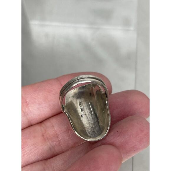 Vintage Native American Black Onyx Flower Sterling Silver Ring Size 6.25-6.5 - Picture 3 of 5